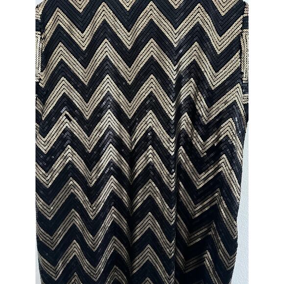 H&M Black Gold Sequined Mini Dress Women XL Glam Fairy Grunge Event Career - Picture 13 of 16